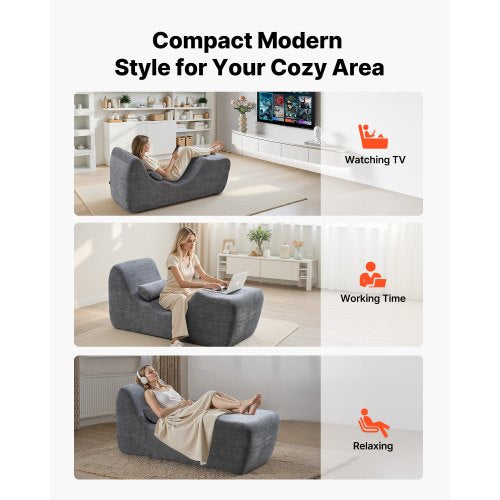 Yoga Chair Chaise Ergonomic Lounge For Modern Boneless Curved Foam Indoor