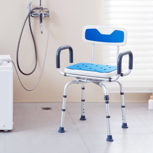 Swivel Shower Chair 360 Degree Adjustable Shower Seat with Armrests