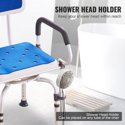 Swivel Shower Chair 360 Degree Adjustable Shower Seat with Pivoting Arms