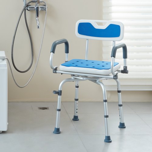 Swivel Shower Chair 360 Degree Adjustable Shower Seat with Pivoting Arms