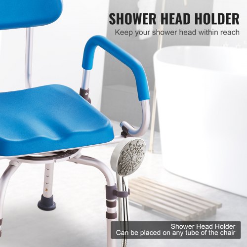 Swivel Shower Chair 360 Degree Adjustable Shower Seat with Pivoting Arms