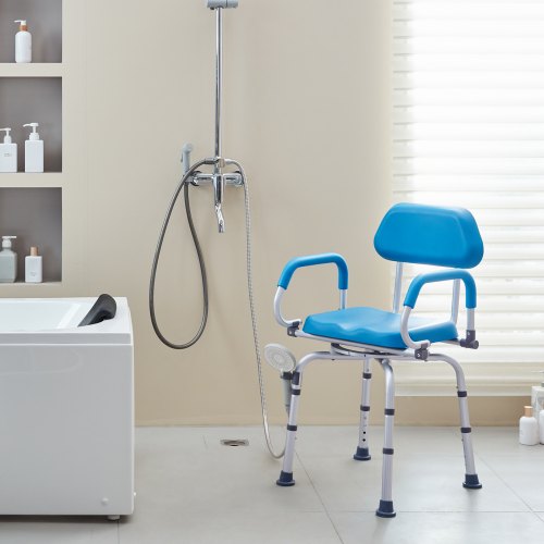 Swivel Shower Chair 360 Degree Adjustable Shower Seat with Pivoting Arms
