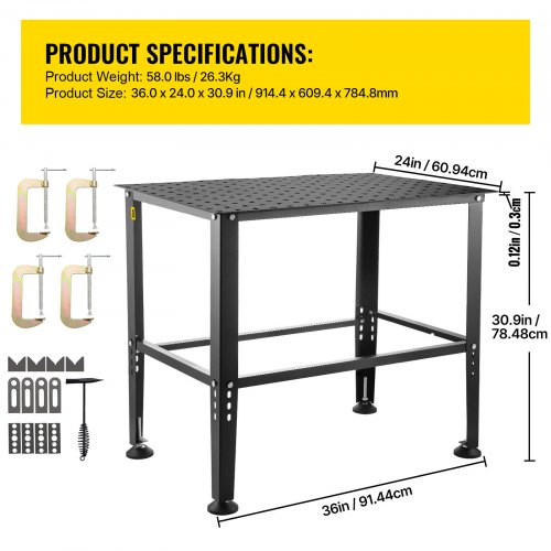 Welding Table 36 x 24 800LBS Capacity Welding Workbench Table HeavyDuty