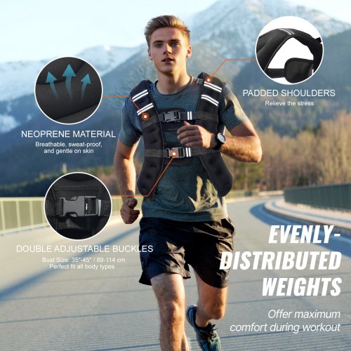 Weighted Vest 16 lbs Weight Vest with Reflective Stripe Adjustable Buckle