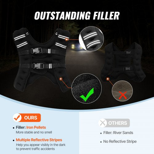 Weighted Vest 16 lbs Weight Vest with Reflective Stripe Adjustable Buckle
