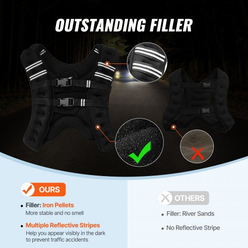 Weighted Vest 20 lbs Weight Vest with Reflective Stripe Adjustable Buckle