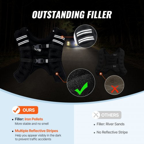 Weighted Vest 30 lbs Weight Vest with Reflective Stripe Adjustable Buckle
