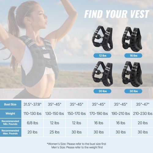 Weighted Vest 30 lbs Weight Vest with Reflective Stripe Adjustable Buckle