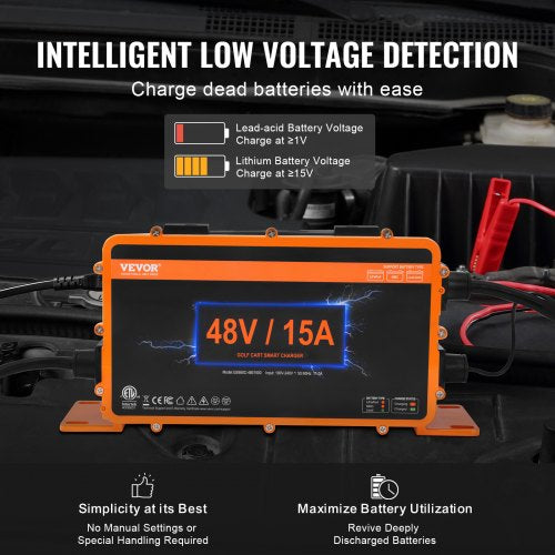 48 Volt Golf Cart Battery Charger 15 AMP Smart Battery Charger with G29