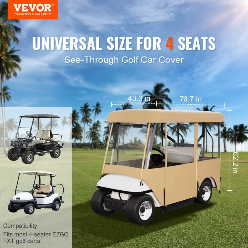 Golf Cart Enclosure with 4Sided Fairway Deluxe 300D Waterproof Driving