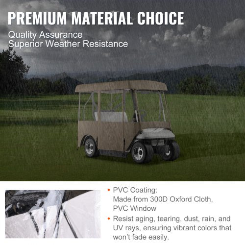 Golf Cart Enclosure with 4Sided Fairway Deluxe 300D Waterproof Driving