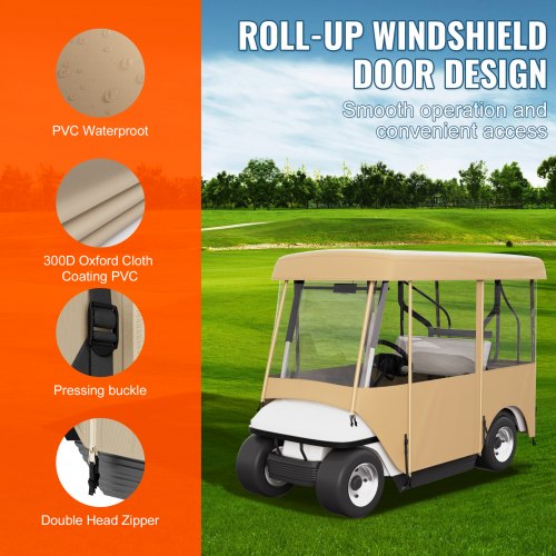 Golf Cart Enclosure with 4Sided Fairway Deluxe 300D Waterproof Driving