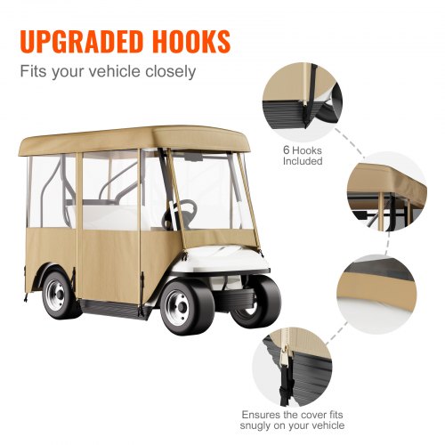 Golf Cart Enclosure with 4Sided Fairway Deluxe 300D Waterproof Driving