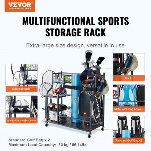 Golf Storage Garage Organizer 2 Golf Bag Stand Holder and Other Sports