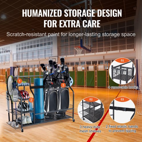 Golf Storage Garage Organizer 3 Golf Bag Stand Holder and Other Sports