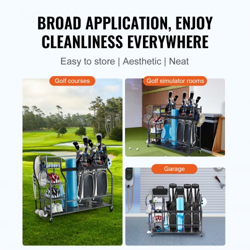 Golf Storage Garage Organizer 3 Golf Bag Stand Holder and Other Sports