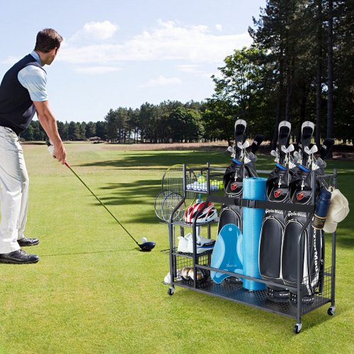 Golf Storage Garage Organizer 3 Golf Bag Stand Holder and Other Sports