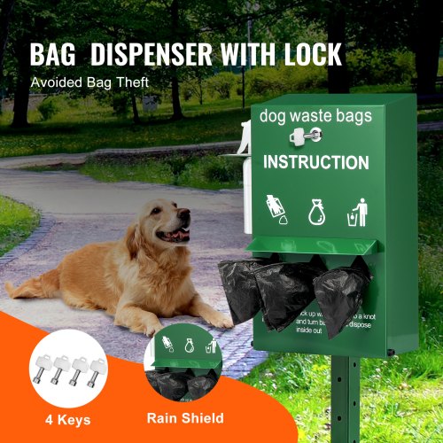 Dog Poop Bag Dispenser with Hand Wash Bottle Lockable Outdoor Dog Waste Bag