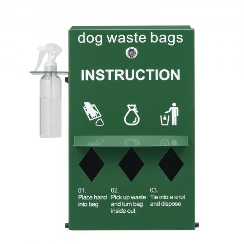 Dog Poop Bag Dispenser with Hand Wash Bottle Lockable Outdoor Dog Waste Bag