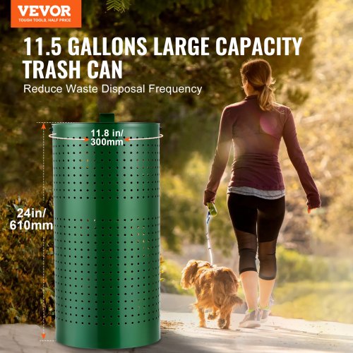 Dog Poop Trash Can with 50 Liner Bags 11.5 Gallons Outdoor Dog Waste Bin