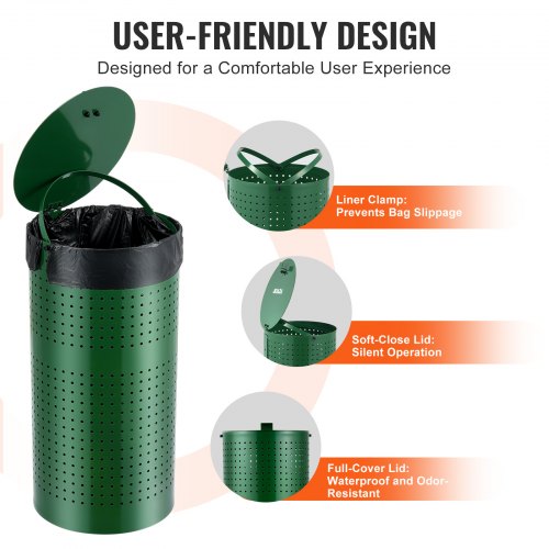 Dog Poop Trash Can with 50 Liner Bags 11.5 Gallons Outdoor Dog Waste Bin