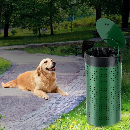 Dog Poop Trash Can with 50 Liner Bags 11.5 Gallons Outdoor Dog Waste Bin