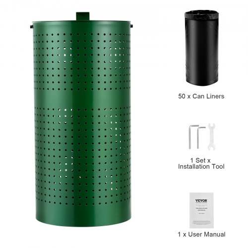 Dog Poop Trash Can with 50 Liner Bags 11.5 Gallons Outdoor Dog Waste Bin