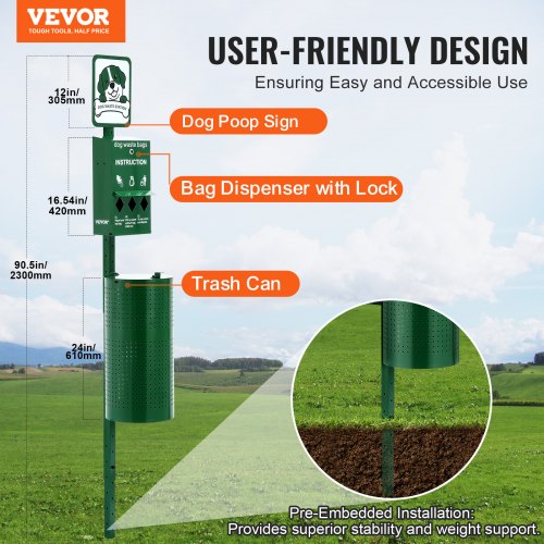 Dog Waste Station Commercial Dog Poop Station 11.5 Gallons Pet Waste Bin
