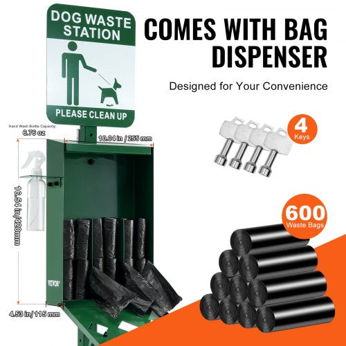 Dog Waste Station with Hand Wash Bottle Commercial Dog Poop Station 115