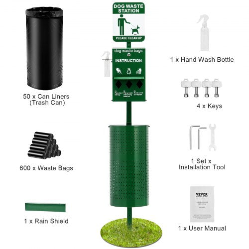 Dog Waste Station with Hand Wash Bottle Commercial Dog Poop Station 115