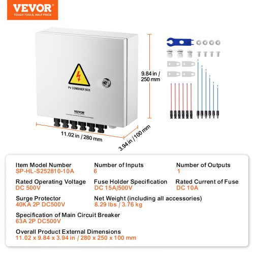 PV Combiner Box 6 String Solar Combiner Box with 10A Rated Current Fuse
