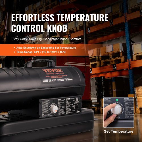 Kerosene Forced Air Heater 70000 BTU Portable Torpedo Diesel Space Heater