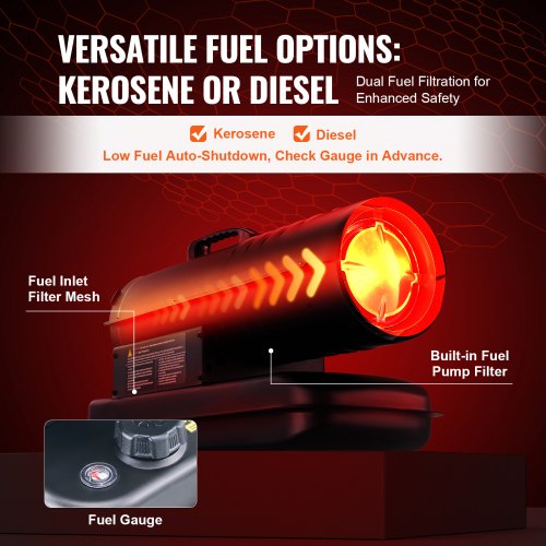 Kerosene Forced Air Heater 70000 BTU Portable Torpedo Diesel Space Heater