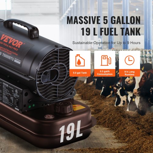 Kerosene Forced Air Heater 70000 BTU Portable Torpedo Diesel Space Heater