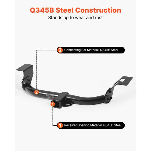 Class 3 Trailer Hitch 2Inch Receiver 6000 lbs Q345B Steel Tube Frame