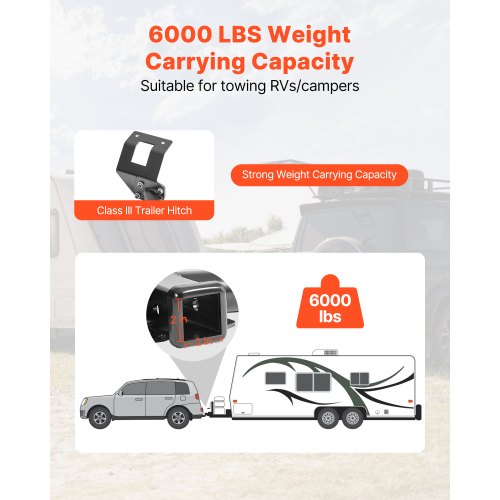 Class 3 Trailer Hitch 2Inch Receiver 6000 lbs Q345B Steel Tube Frame