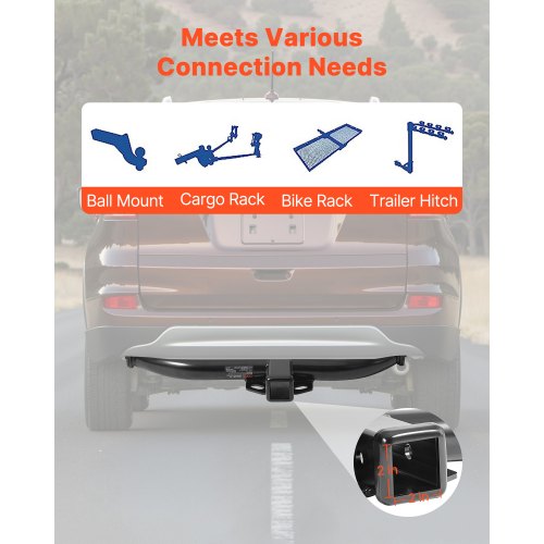 Class 3 Trailer Hitch 2Inch Receiver 6000 lbs Q345B Steel Tube Frame