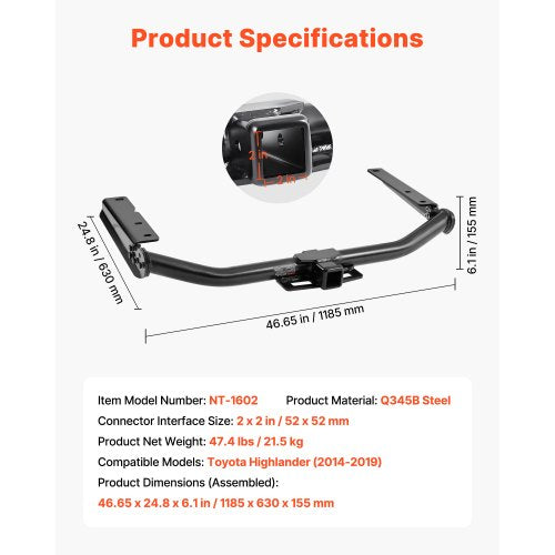 Class 3 Trailer Hitch 2Inch Receiver Compatible With 20142019 Toyota