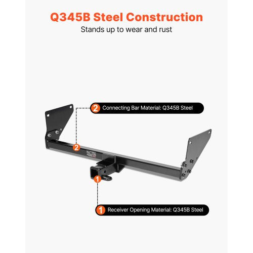 Class 3 Trailer Hitch 2Inch Receiver 6000 Lbs Q345B Steel Tube Frame
