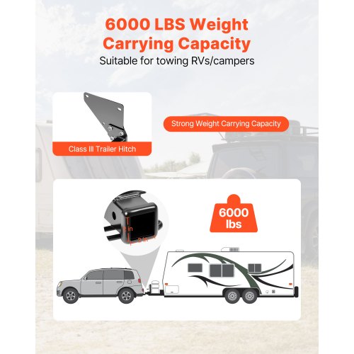 Class 3 Trailer Hitch 2Inch Receiver 6000 Lbs Q345B Steel Tube Frame