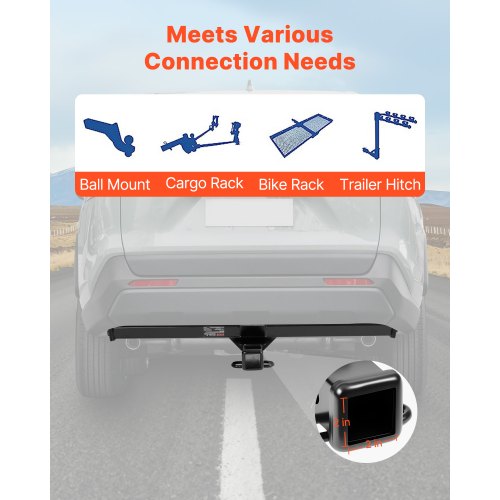 Class 3 Trailer Hitch 2Inch Receiver 6000 Lbs Q345B Steel Tube Frame