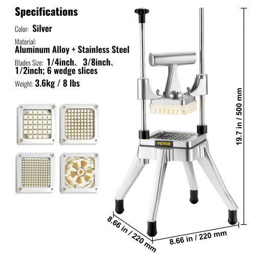 Commercial Vegetable Fruit Chopper Stainless Steel French Fry Cutter with 4