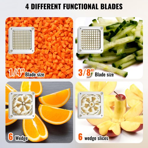 Commercial French Fry Cutter with 4 Replacement Blades 14 and 38 Blade