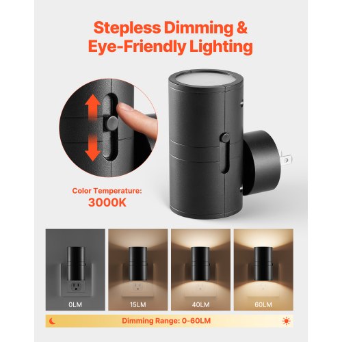 LED Night Lights 060LM Adjustable Brightness Modern Night Lights Plug