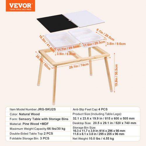 Sensory Table for Toddlers Kids Activity Table with 3 Foldable Storage Bins