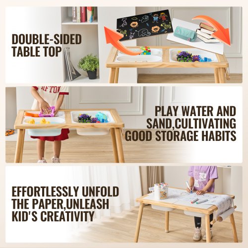 Sensory Table for Toddlers Kids Activity Table with 3 Foldable Storage Bins