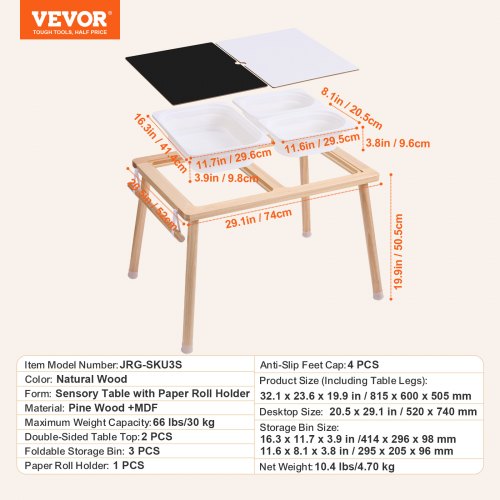 Sensory Table for Toddlers Kids Activity Table with 3 Foldable Storage Bins