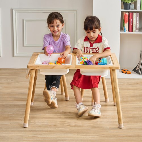 Sensory Table and Chairs Set Toddlers Activity Table with 2 Stools 2