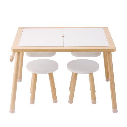 Sensory Table and Chairs Set Toddlers Activity Table with 2 Stools 2
