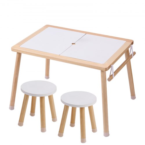 Sensory Table and Chairs Set Toddlers Activity Table with 2 Stools 2